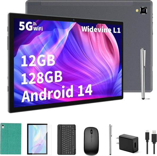 10 Android Tablet + Keyboard: 12GB RAM, 128GB ROM, 1TB Expand - GMS Certified