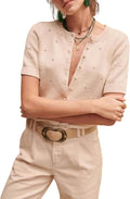 Bianstore Women's Short Sleeve Crochet Button Cardigan - Lightweight