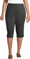 Lands' End Women's Sport Knit High Rise Pull On Capri Pants