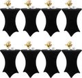 8 Pack Cocktail Table Covers 32x43 in Fitted Stretch Spandex Black