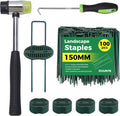 Green Landscape Stakes 6 in with Gaskets, Hook Tool & Mallet - Heavy