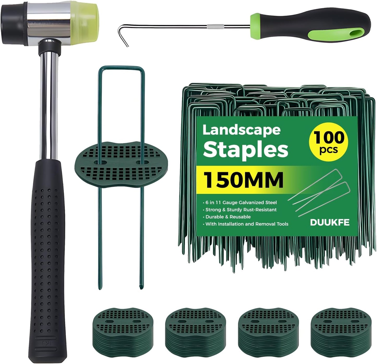 Durable 100pcs Green Landscape Stakes for Garden Projects