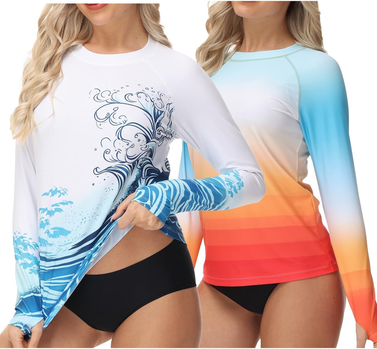 VAYAGER Womens Rash Guard Long Sleeve Swim Shirt for Sun Protection
