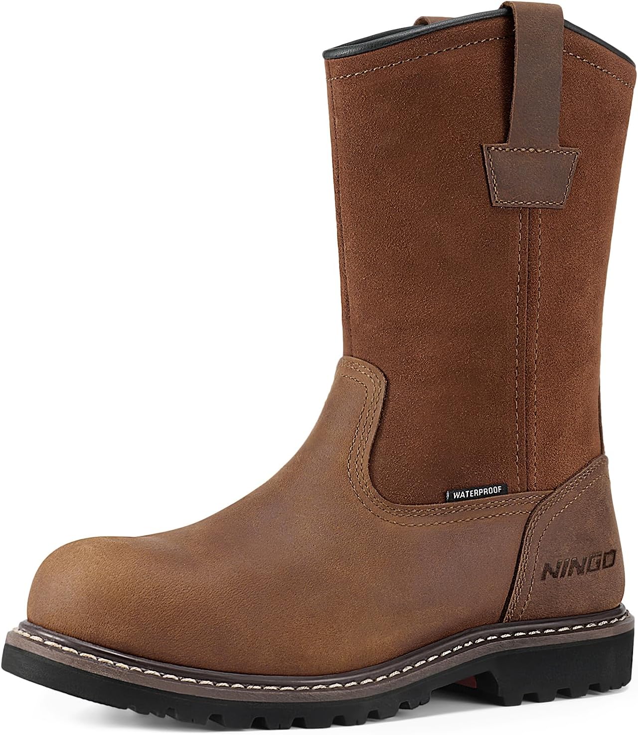 HISEA NINGO Steel Toe Work Boots for Men - Waterproof Comfort
