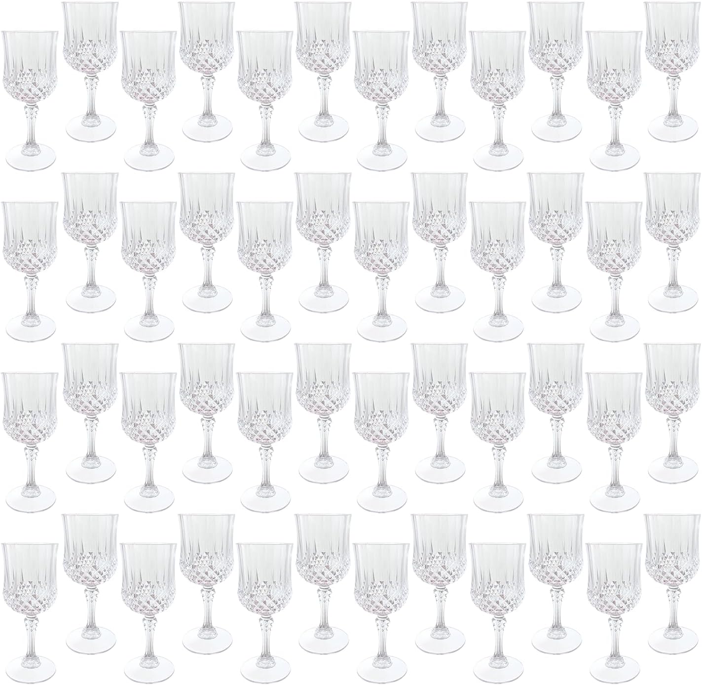 Plastic Wine Glasses for Weddings and Parties - 48 Count Set