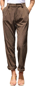 Stylish High Waist Corduroy Pants for Women with Pockets