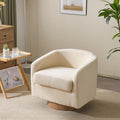 VINGLI 360 Swivel Khaki Teddy Fleece Accent Chair - Compact Comfort