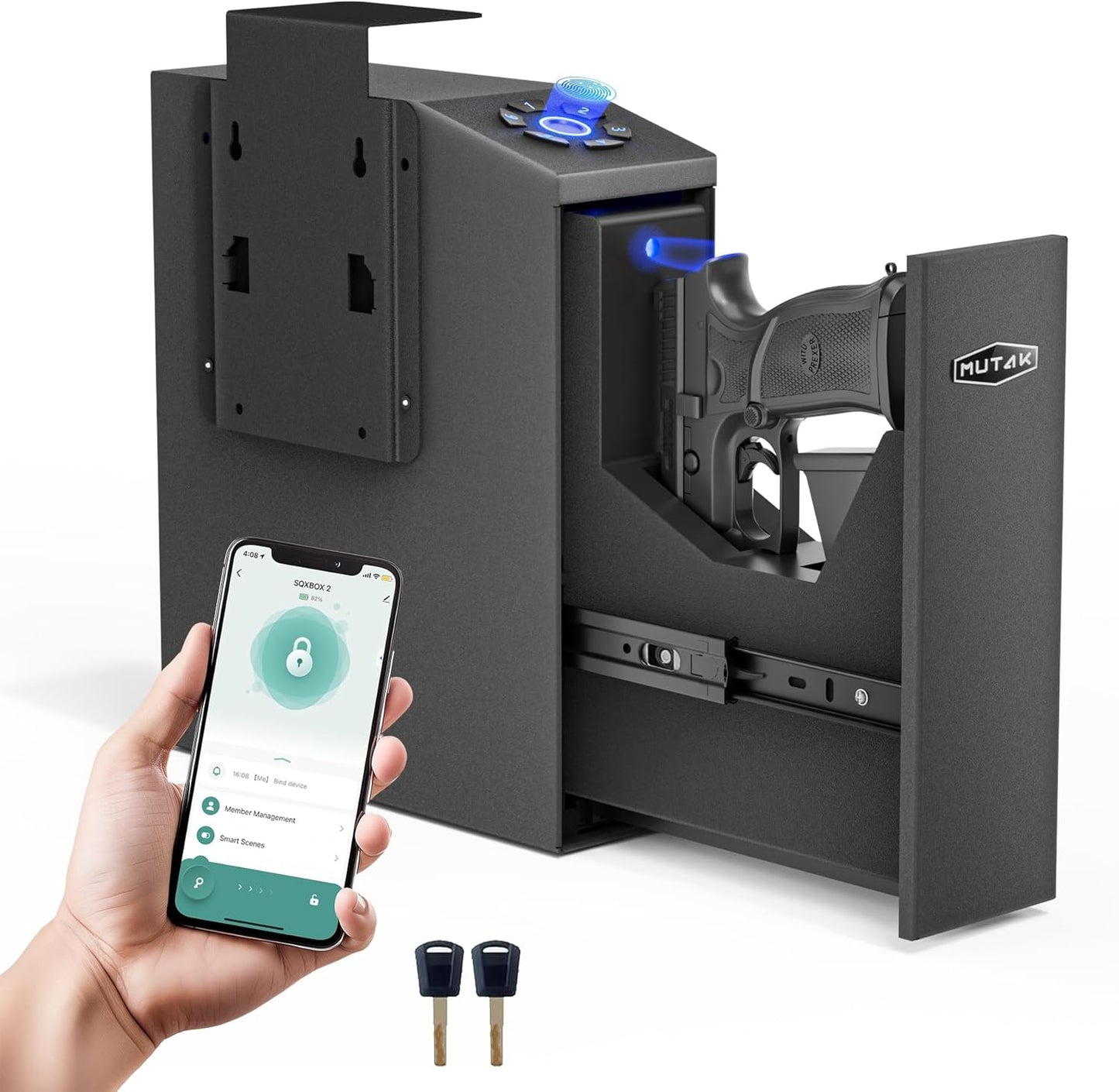 Gun Safe for Handgun with Biometric Access and Smart App Control