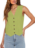 Floral Find Womens Casual Button Down Sleeveless Vest - Versatile