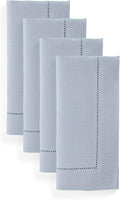 Dusty Blue Linen Napkins Set of 4 20 x 20 in - Classic Hemstitch