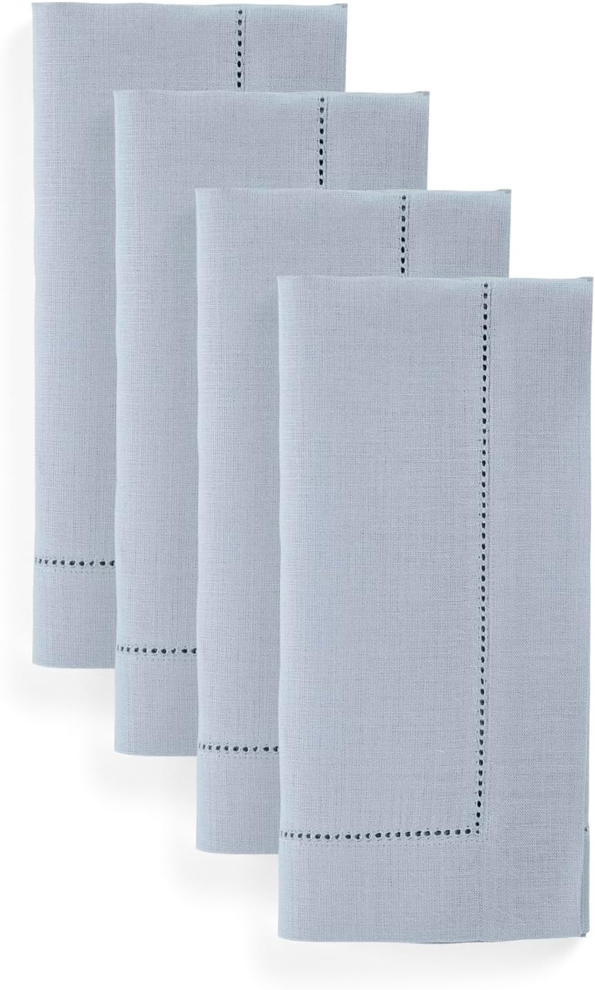 Dusty Blue Linen Napkins Set of 4 for Elegant Table Settings