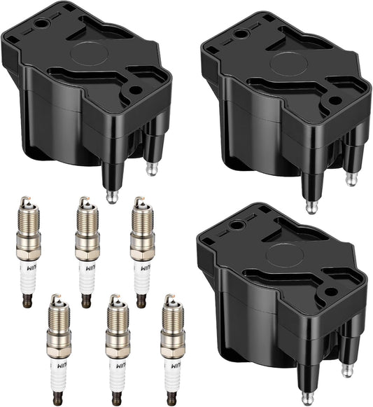3-Pack D555 Ignition Coils & 6-Pack Spark Plugs for Buick/Chevy