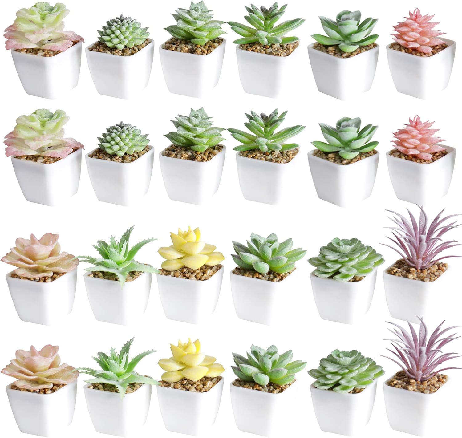 Tiita 24 Set Artificial Faux Succulents for Home Office Decor