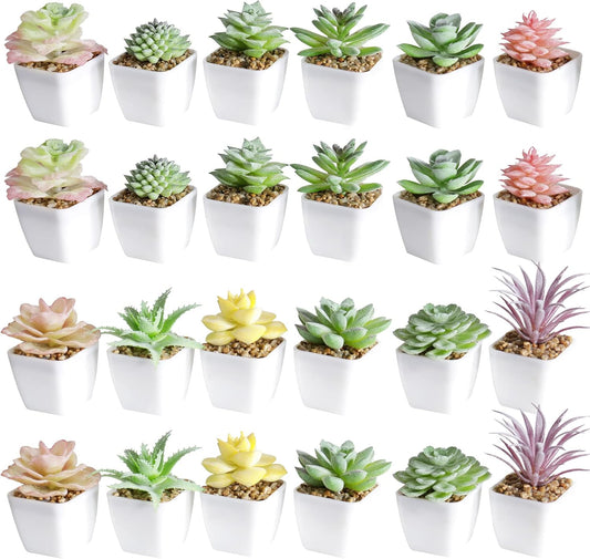 Tiita 24 Set Artificial Faux Succulents for Home Office Decor