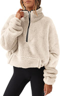 ANRABESS Cropped Zip Up Sherpa Sweatshirt for Women - Cozy Fit