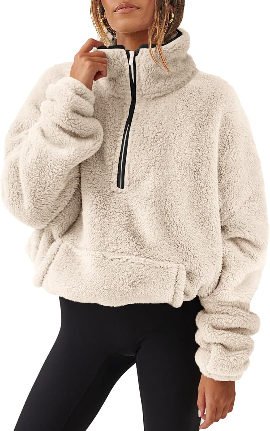 Cropped Hooded Sweatshirt for Women - Stylish and Cozy Fleece