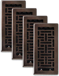 Decor Grates Oriental Floor Register 4x10 in 4-Pack - Rubbed Bronze