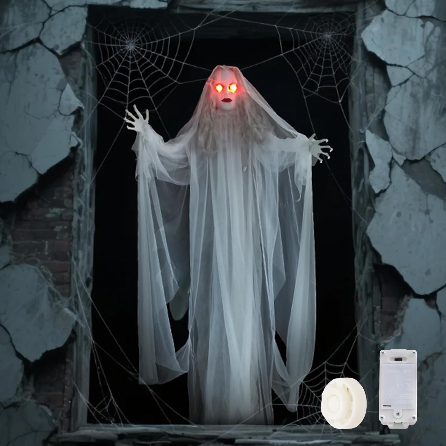 Eerie Voice-Activated Hanging Ghosts for Spooky Halloween Decor