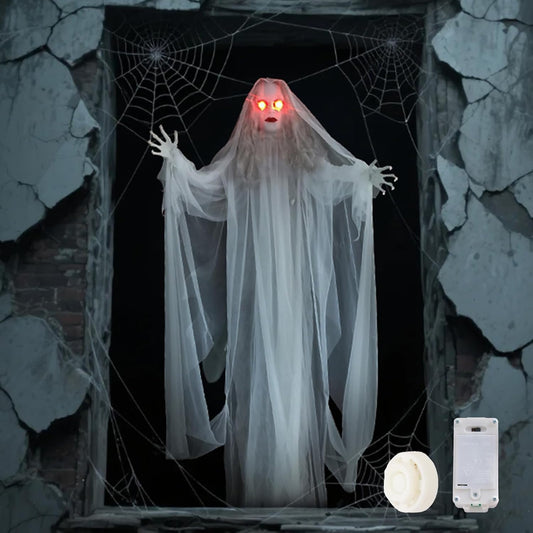 Eerie Voice-Activated Hanging Ghosts for Spooky Halloween Decor
