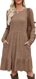 Berydress Fall Sweater Dress for Women - Flowy Babydoll Midi