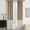 Champagne Cream Ivory Color Block Velvet Curtains - 72 in Panels