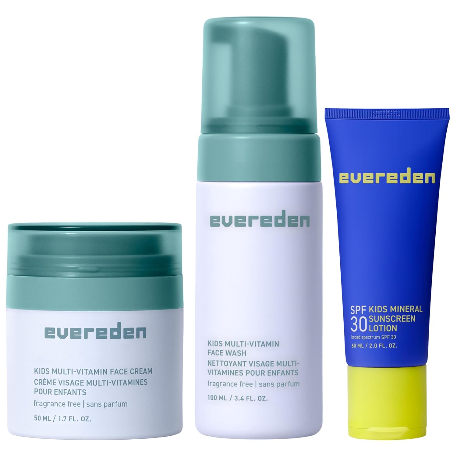 Evereden Daily 1-2-3 Routine: Clean Vegan Skin Care Set for Kids