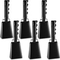Reginary 6 Pack Cowbells Bulk Black Cow Bell with Handle - Loud