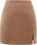 Plaid Mini Skirts High Waisted Wool Bodycon Pencil Skirt with Slit are