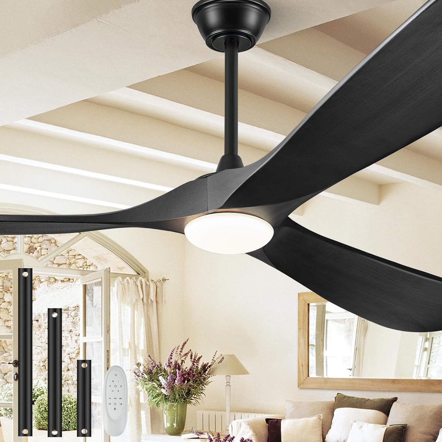 52 Inch Outdoor Ceiling Fan with Lights and Remote Control