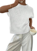 SOLY HUX Women's Ribbed Sweater Crew Neck Short Sleeve Loose Fit match