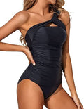 Tempt Me Two Piece Tankini One Shoulder Swim Top - Tummy Control