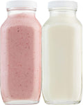 kitchentoolz 16oz Square Glass Milk Bottles - Reusable Fridge Storage