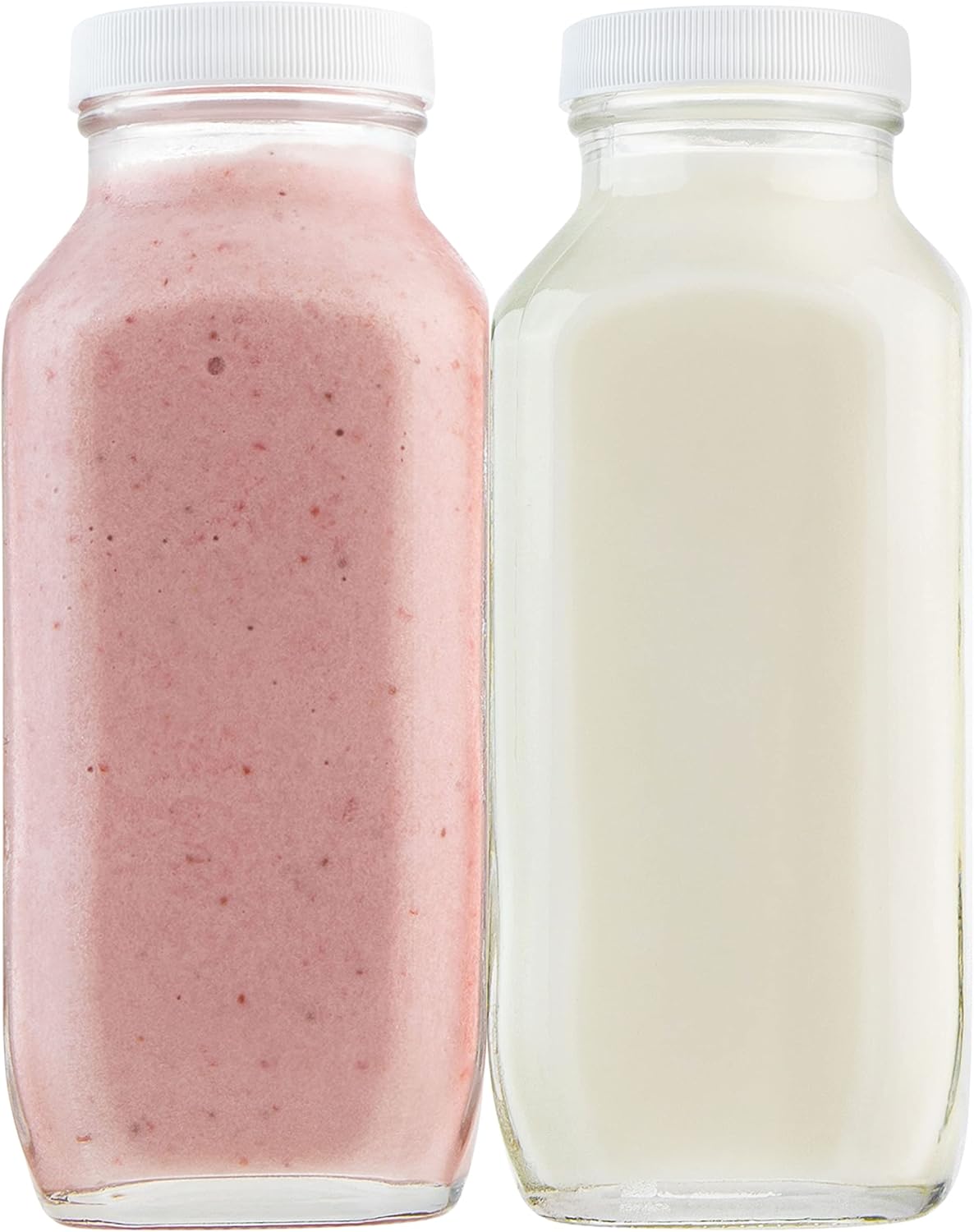 16oz Square Glass Milk Bottles with Airtight Lids for Storage
