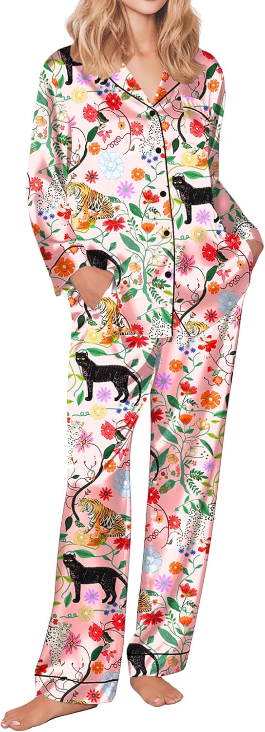 Ekouaer Silk Satin Pajamas Set for Women - Soft & Comfy Sleepwear