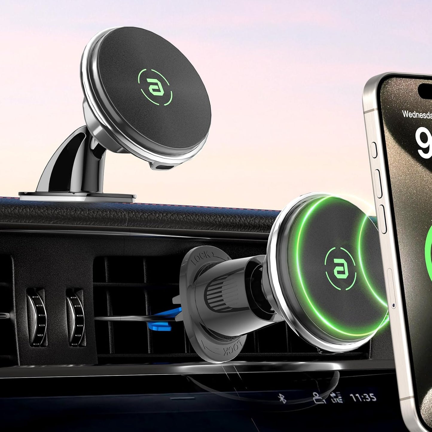 15W Pro Magsafe Car Mount Charger - Fast Wireless Charging for iPhone 15/Samsung S24