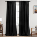 KOUFALL Black Curtains 90 in Long Semi Sheer Linen Panels - Light