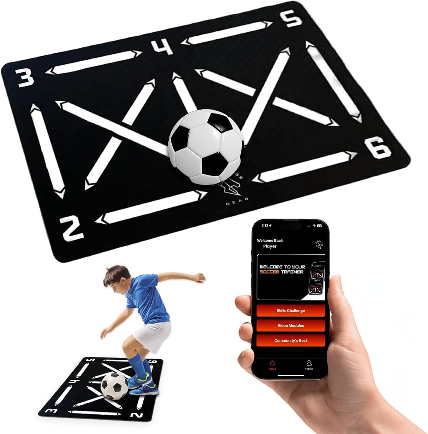 Soccer Training Mat with Video Modules for Ball Mastery