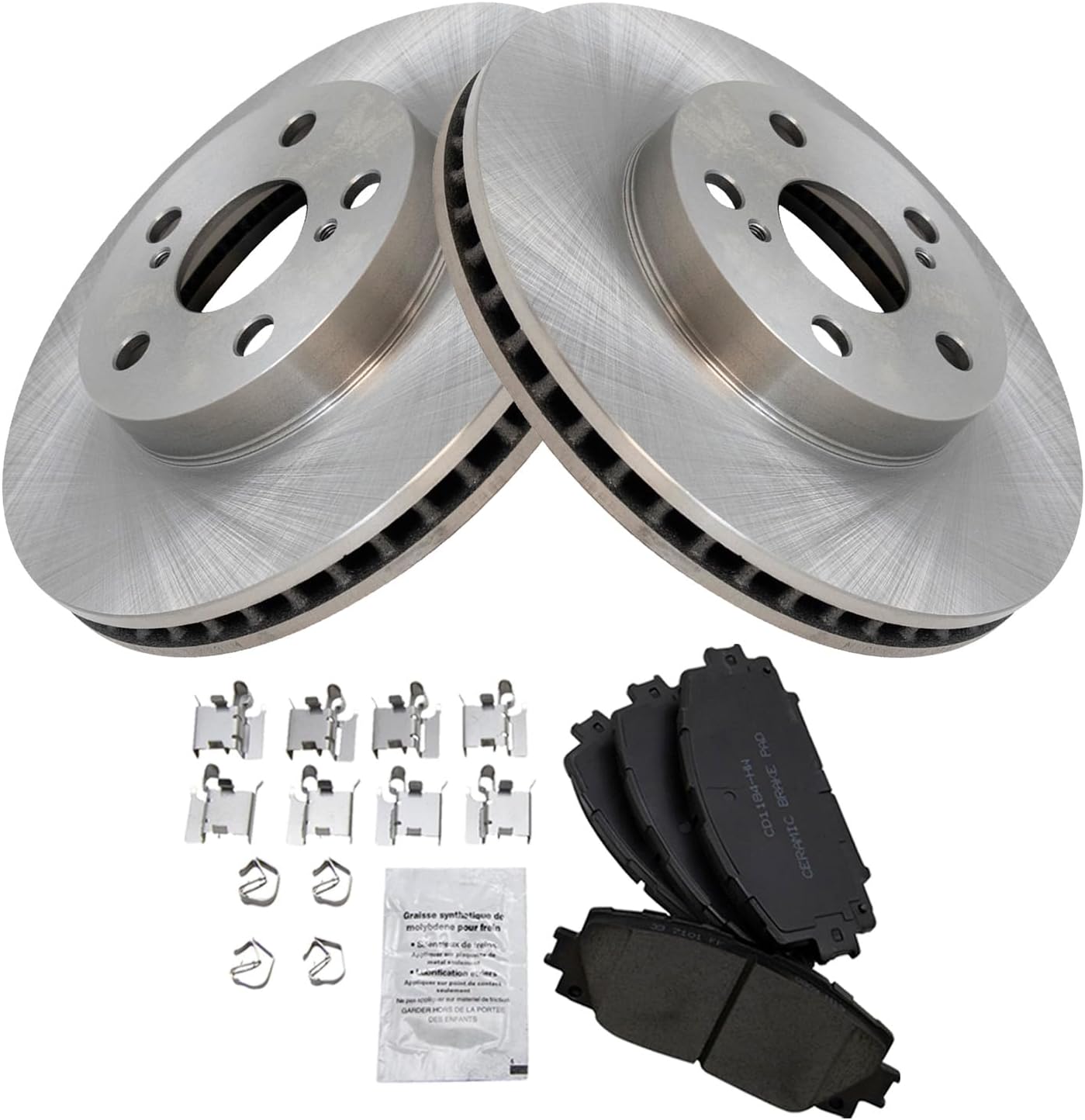 TRQ Front Brake Pad & Rotor Kit for Lexus CT200h & Prius