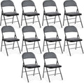 DUMOS Leather Padded Folding Chair 10 Pack - Comfortable Stackable