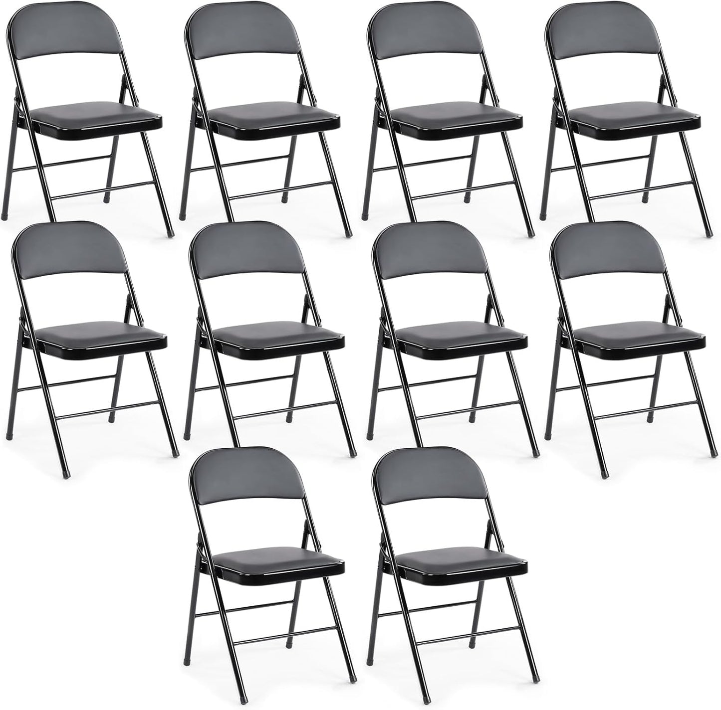 DUMOS 10 Pack Leather Padded Folding Chair for Comfort and Style