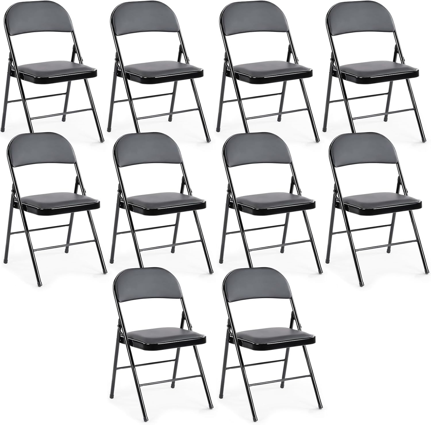 DUMOS 10 Pack Leather Padded Folding Chair for Comfort and Style