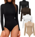 Long Sleeve Mock Turtleneck Bodysuits 5 Pack - Stretchy Basics