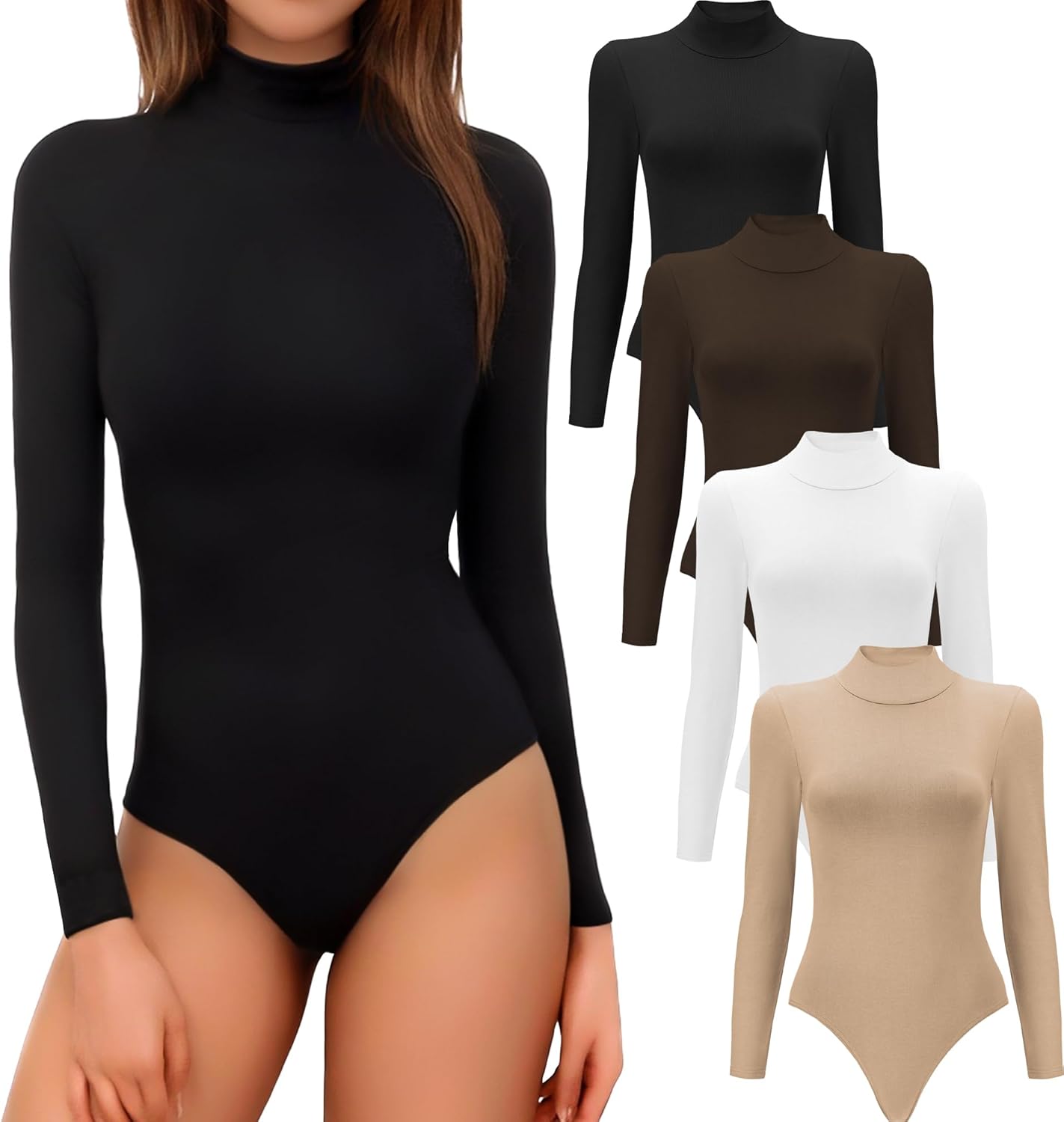 MLYENX Long Sleeve Bodysuits for Women - Casual Stretchy Tops