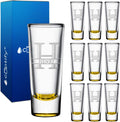 Personalized Yellow Bottom Shot Glasses Set of 10 - Custom 2 oz