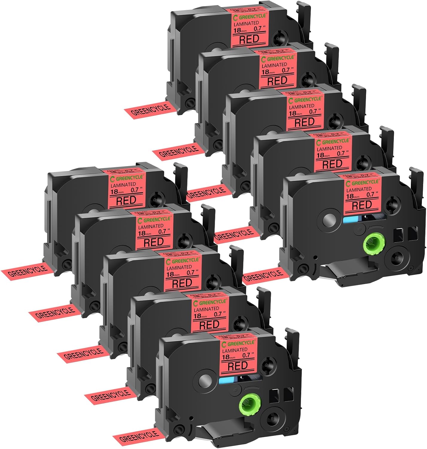 GREENCYCLE 10 Pack Compatible TZe-441 Black on Red Label Tape
