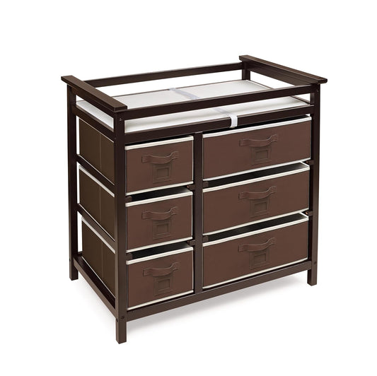 Modern Baby Changing Table with 6 Storage Drawers - Espresso