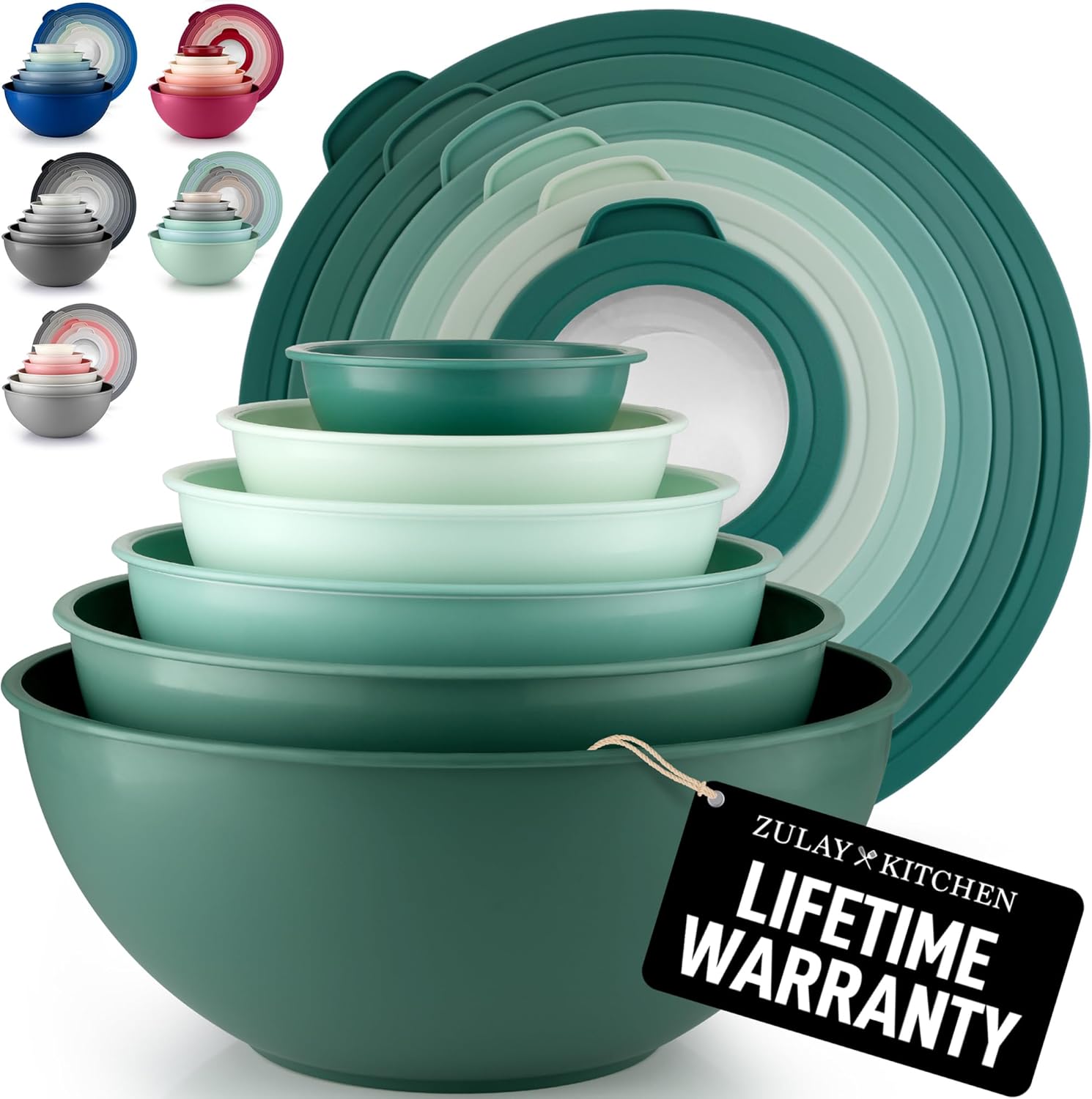 Zulay Kitchen 12-Piece Plastic Mixing Bowl Set for Every Need