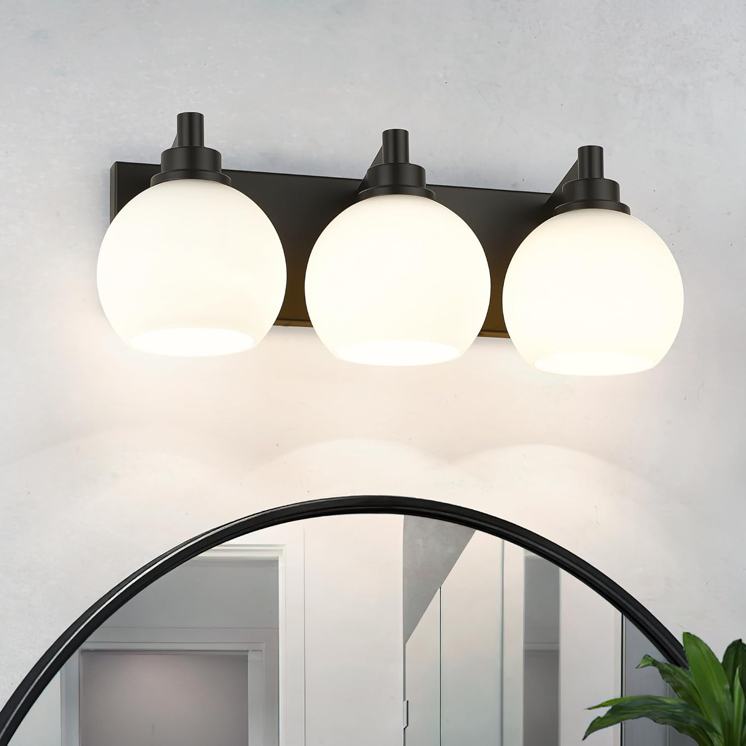 3-Light Matte Black Vanity Light Fixtures for Modern Bathrooms