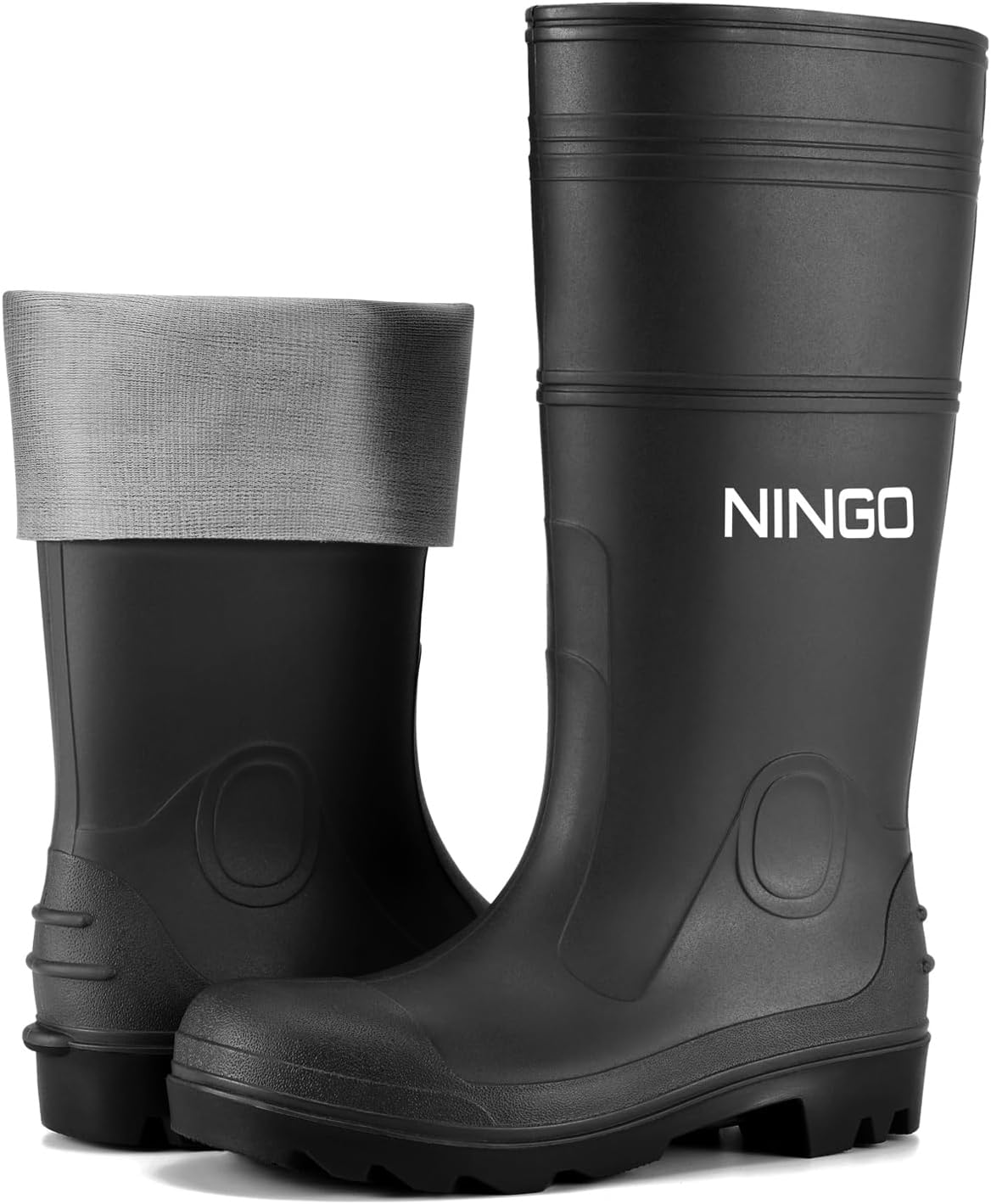 NINGO Men's Steel Toe Rain Boots for Outdoor Work and Fishing