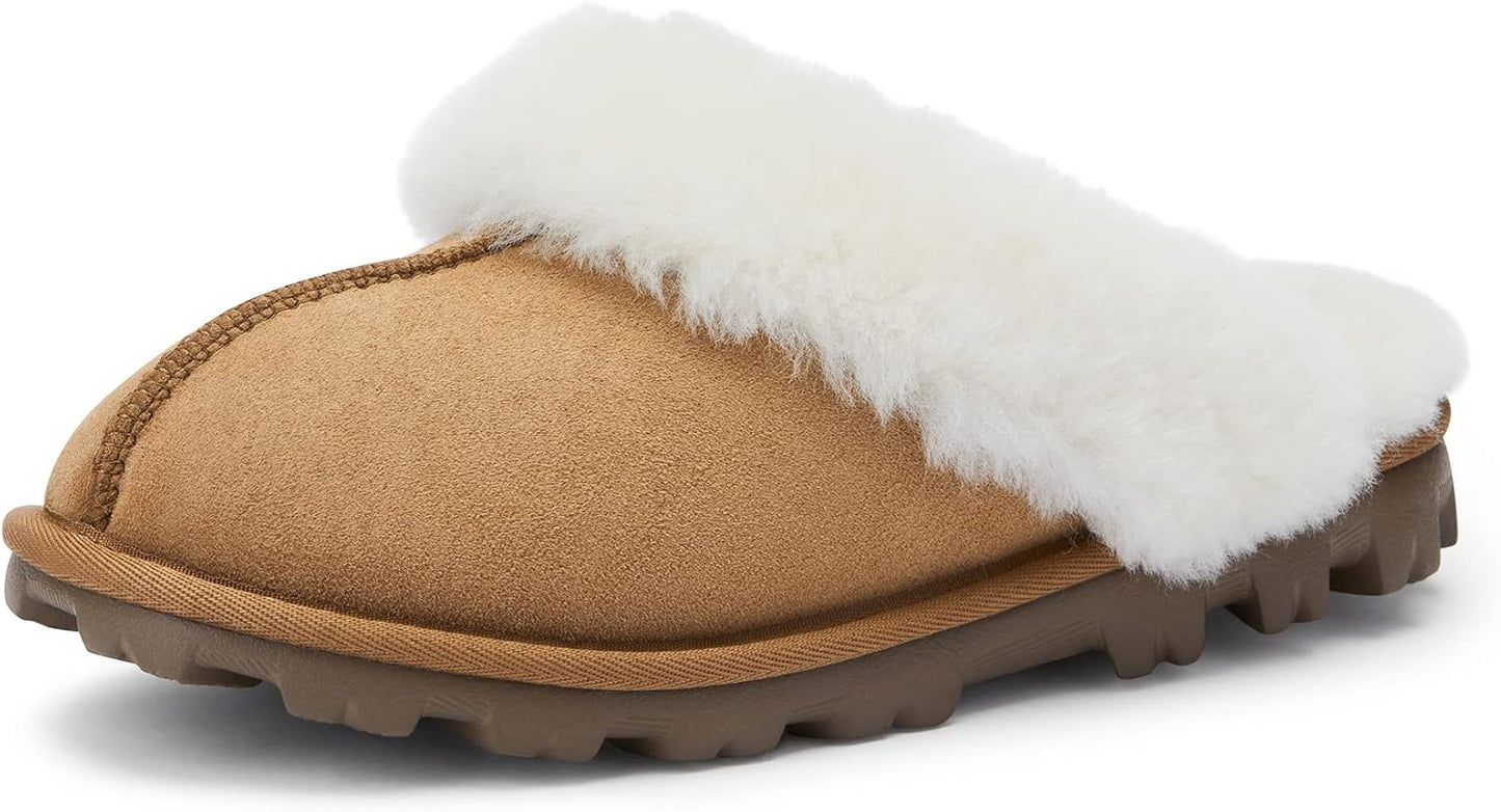 WaySoft Women's Genuine Australian Sheepskin Slippers for Comfort